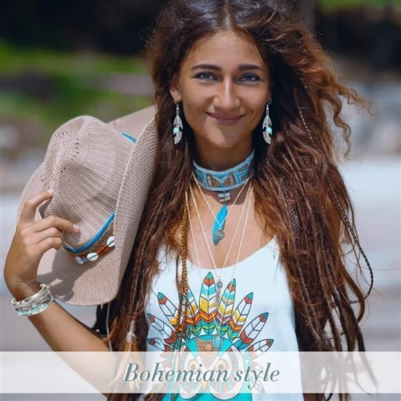 NEW 6 Pc Jewelry Set for Women Boho Turquoise Necklace Bracelet Earring … - Picture 4 of 5